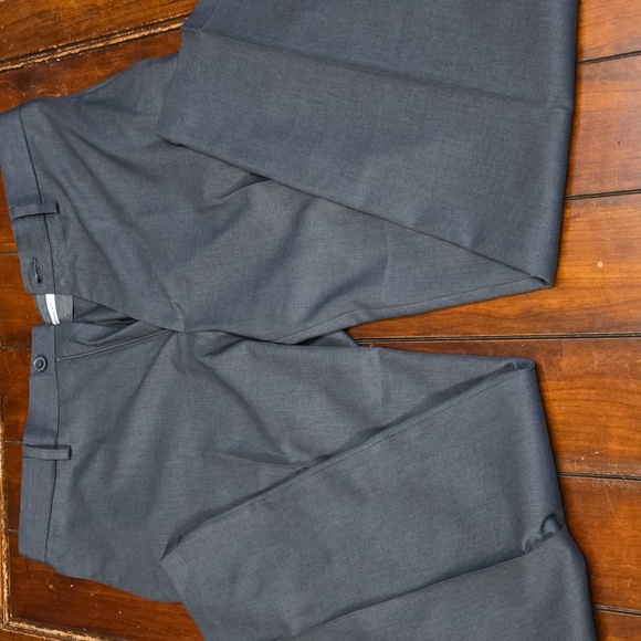 Haggar Men's Charcoal Flat Front Pants - Picture 1 of 4